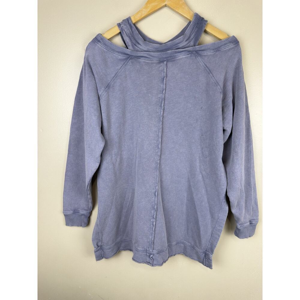 Pilcro Crossover Pullover Sweatshirt Women XXS Long Sleeve Purple Cozy Oversized - Picture 5 of 13